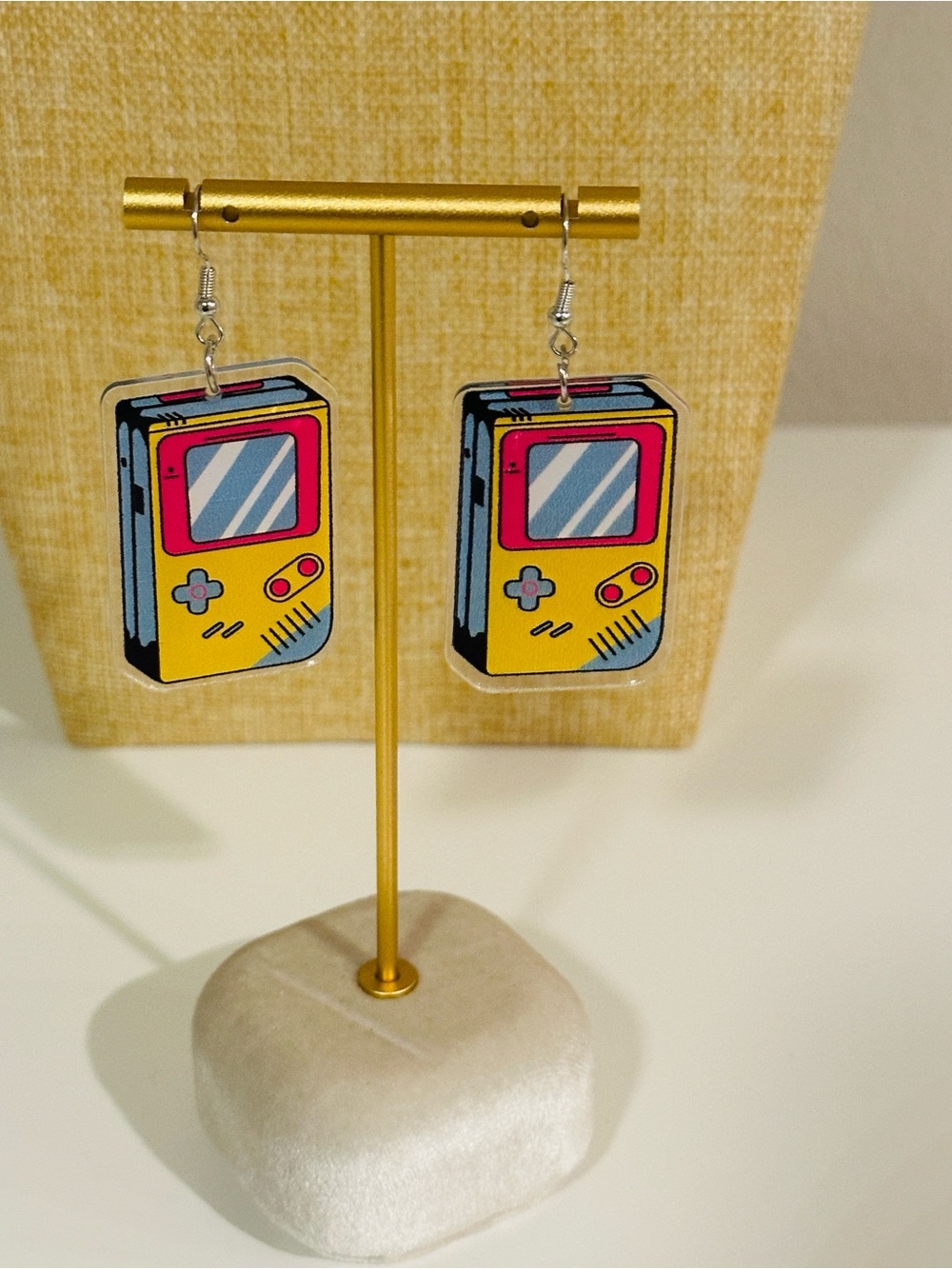 Yellow Retro Handheld Game Console Earrings